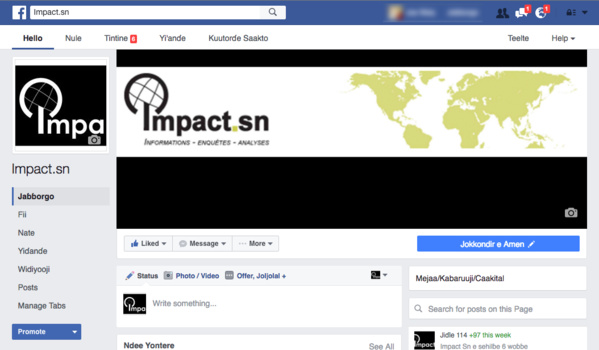 Facebook passe en Pular Facebook passe en Pular