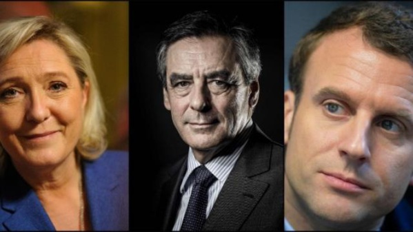 Le Pen, Fillon, Macron, trio de tête selon un sondage Le Pen, Fillon, Macron, trio de tête selon un sondage