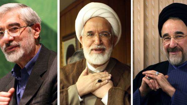 (de gauche à droite): Moussavi, Karoubi et Khatami (de gauche à droite): Moussavi, Karoubi et Khatami