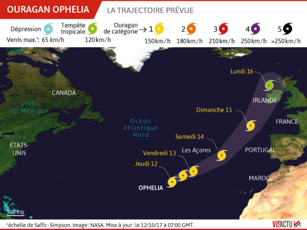 L'ouragan Ophelia se dirige vers l'Irlande L'ouragan Ophelia se dirige vers l'Irlande