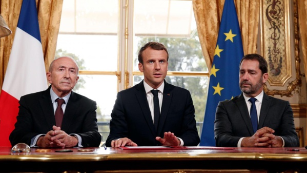 Collomb, Macron et Castaner (de g. à d.) Collomb, Macron et Castaner (de g. à d.)