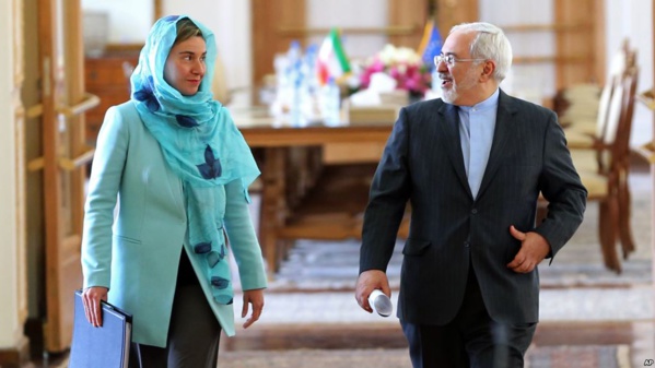Federica Mogherini et Javad Zaif, les chefs des diplomaties de l'UE et de l'Iran Federica Mogherini et Javad Zaif, les chefs des diplomaties de l'UE et de l'Iran