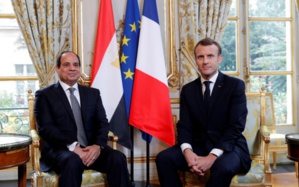 Abdel Fattah Al-Sissi lors de sa visite en France, avec Emmanuel Macron