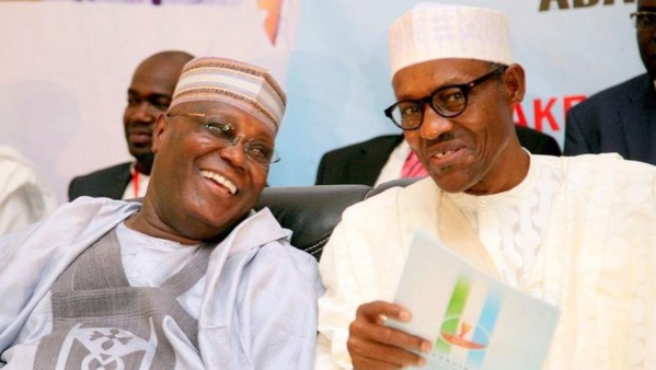 Le vainqueur Buhari et le perdant Atiku Le vainqueur Buhari et le perdant Atiku