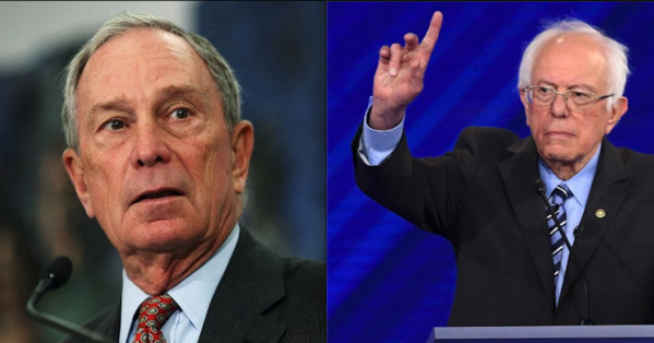 Michael Bloomberg (g.) et Bernie Sanders