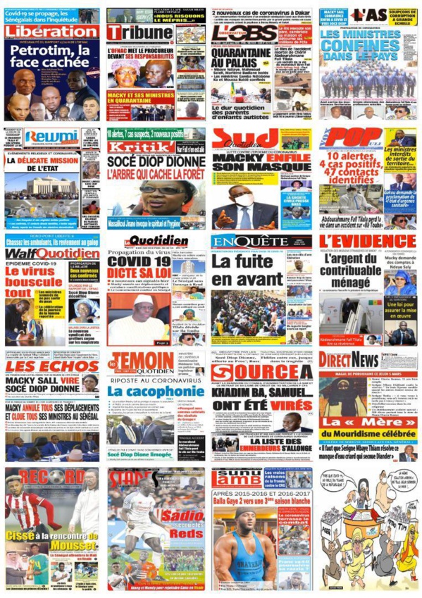 Les "Unes" de la presse quotidienne du 5 mars 2020 Les "Unes" de la presse quotidienne du 5 mars 2020