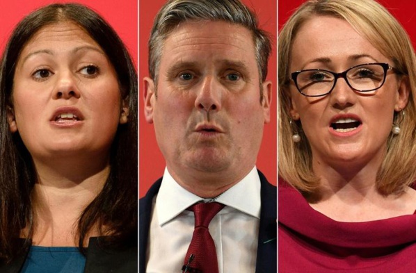 Les trois candidats à la présidence du Labour (g. à d.): Lisa Nandy, Keir Starmer et Rebecca Long-Bailey