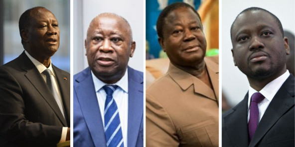 Ouattara, Gbagbo, Bédié et Soro (de g. à d)