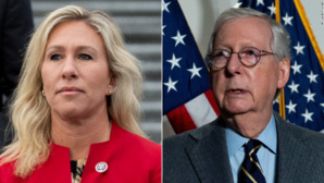 Taylor Greene, pro-Trump (g) et Mitch McConnell Taylor Greene, pro-Trump (g) et Mitch McConnell