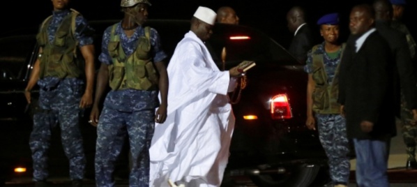 L'ex président Yahya Jammeh, le soir de son départ de Banjul pour la Guinée équatoriale en janvier 2017