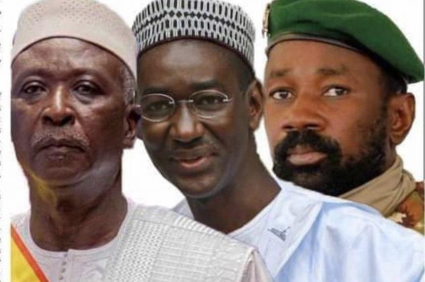 Le président Bah Ndaw, le premier ministre Moctar Ouane et le chef de la junte Assimi Goïta Le président Bah Ndaw, le premier ministre Moctar Ouane et le chef de la junte Assimi Goïta