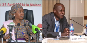 Les journaliste Samira Sabou (g) et Moussa Aksar