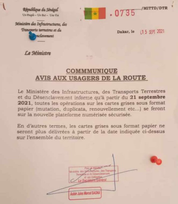 Circulation: les cartes grises en papier ne seront plus délivrées à partir du 21 septembre 2021 Circulation: les cartes grises en papier ne seront plus délivrées à partir du 21 septembre 2021