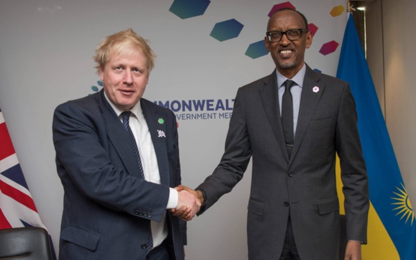 Le premier ministre anglais Boris Johnson et le président rwandais Paul Kagame (photo d'illustration)