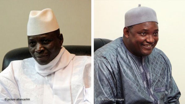 L'ex président Yahya Jammeh (G) et son successeur Adama Barrow L'ex président Yahya Jammeh (G) et son successeur Adama Barrow
