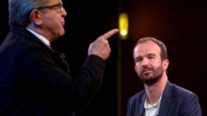 Jean-Luc Mélenchon et Manuel Bompard, son directeur de campagne présidentielle candidat insoumis aux législatives des 12 et 19 juin 2022