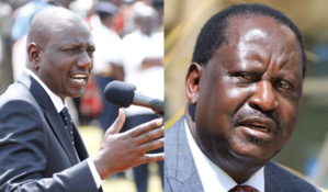 Le vice-président William Ruto (G) et l'opposant historique Raila Odinga soutenu par le président sortant Uhuru Kenyatta