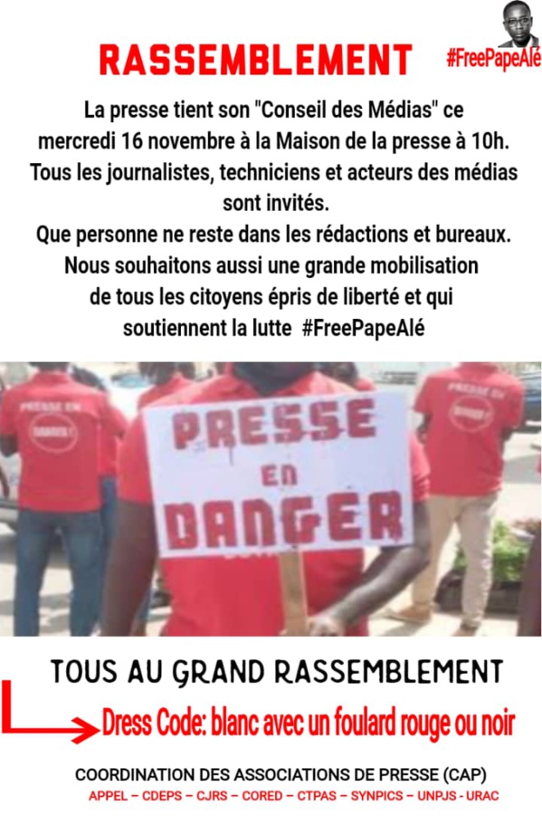 Affaire Pape Alé Niang - Rassemblement à la Maison de la Presse ce mercredi 16 novembre