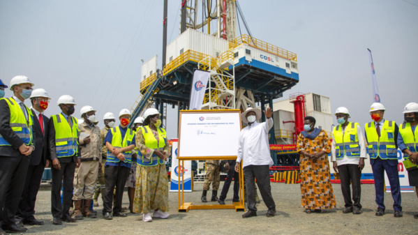 Le Président Yoweri Museveni au lancement des premières activités de forage pétrolier de l'Ouganda le 24 janvier 2023