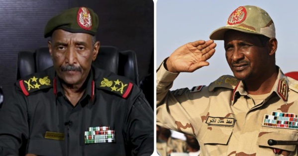 Le général Abdel Fattah al-Burhane (g) et son rival, le général  Mohamed Hamdane Daglo.