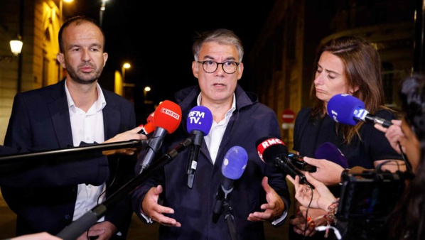 Manuel Bompard (LFI), Olivier Faure (PS) et Marie Tondelier (EELV) Manuel Bompard (LFI), Olivier Faure (PS) et Marie Tondelier (EELV)