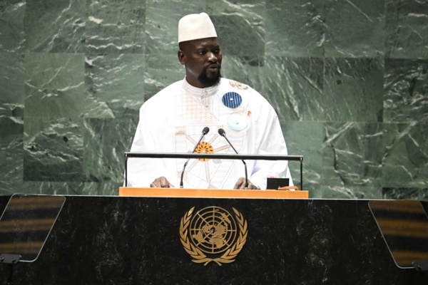 Le lieutenant-colonel Mamadi Doumbouya lors de son discours devant l'AG 2023 de l'ONU Le lieutenant-colonel Mamadi Doumbouya lors de son discours devant l'AG 2023 de l'ONU