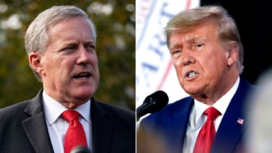Donald Trump (d) et son ex-chef de cabinet Mark Meadows Donald Trump (d) et son ex-chef de cabinet Mark Meadows