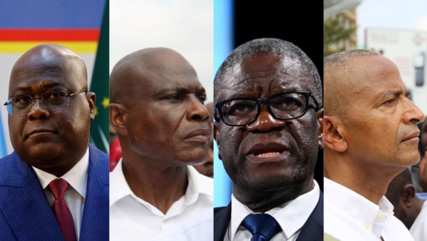 Les principaux favoris: Tshisekedi, Fayulu, Mukwege et Katumbi (de g. a d.)