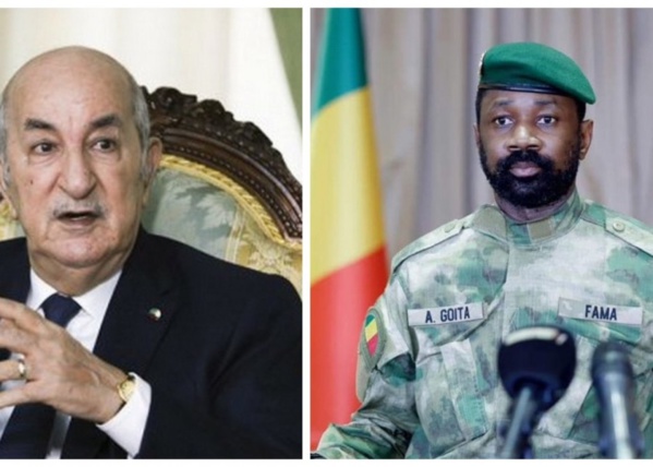 Les présidents algérien Abdelmajid Tebboune (g) et malien Assimi Goïta Les présidents algérien Abdelmajid Tebboune (g) et malien Assimi Goïta