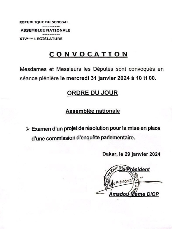 Enquête parlementaire : les députés convoqués mercredi 31 janvier Enquête parlementaire : les députés convoqués mercredi 31 janvier