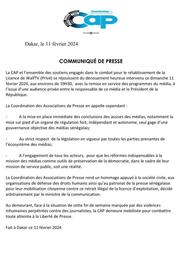 Walfadjri retrouve son signal et sa télé Walfadjri retrouve son signal et sa télé