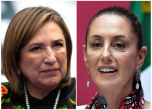 Xochitl Galvez, candidate de l'opposition (g) et Claudia Sheinbaum, la favorite pour succéder au président Obrador