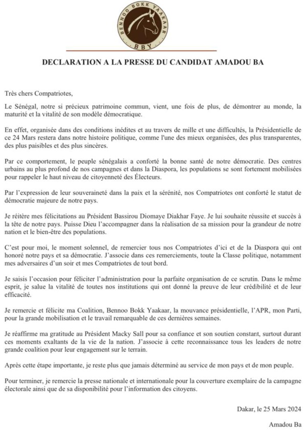 Amadou Ba : « Je veux rester au service de mon pays et de mon peuple » Amadou Ba : « Je veux rester au service de mon pays et de mon peuple »
