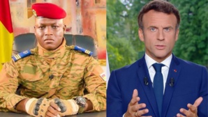 Le capitaine Ibrahim Traoré et Emmanuel Macron Le capitaine Ibrahim Traoré et Emmanuel Macron