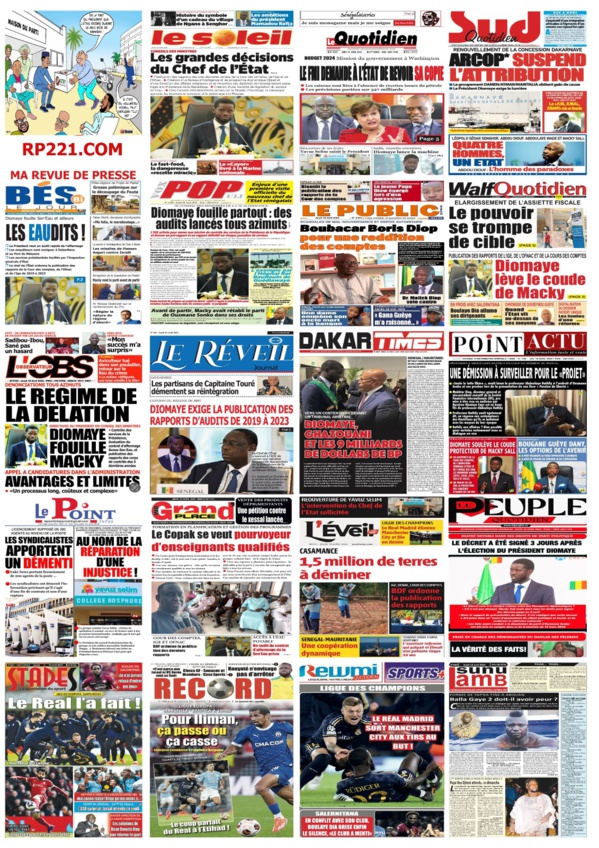 Mosaïque réalisée par Ma Revue de Presse (Mamadou Ly)