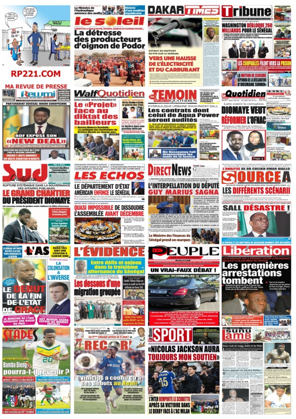 Source : Ma Revue de Presse (Mamadou LY) Source : Ma Revue de Presse (Mamadou LY)
