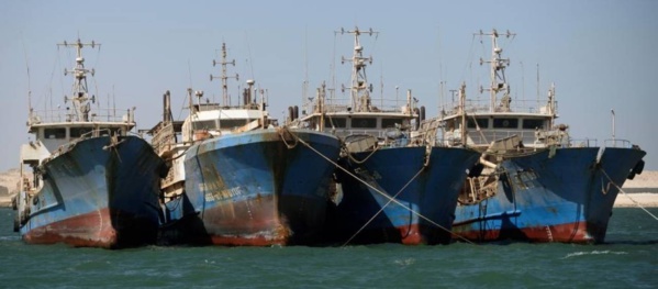 Des bateaux de pêche au port de Dakar