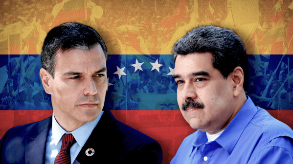 Le président vénézuélien Nicolas Maduro (d.) et le premier ministre espagnol Pedro Sanchez Le président vénézuélien Nicolas Maduro (d.) et le premier ministre espagnol Pedro Sanchez