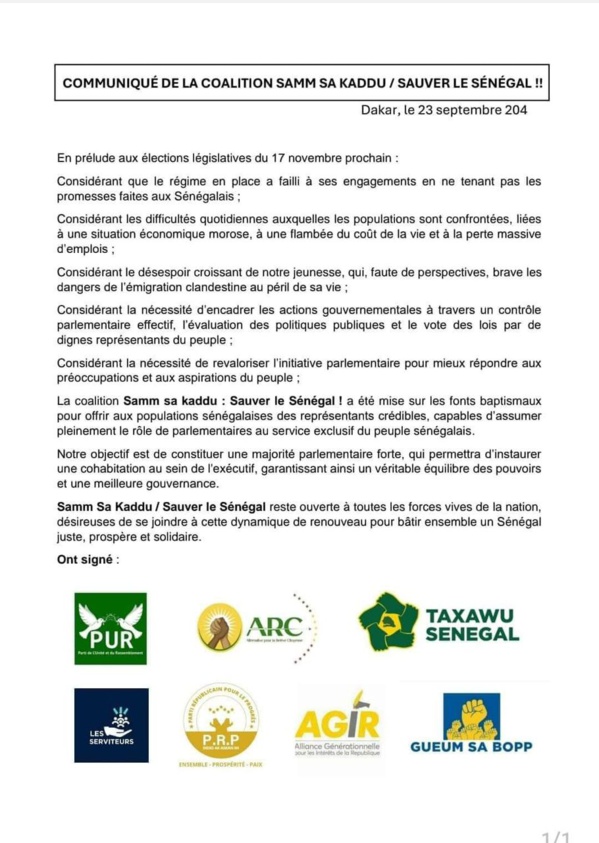 Législatives du 17-Novembre : Khalifa Sall, Moustapha Sy et Déthié Fall se trouvent de nouveaux alliés pour "Sauver le Sénégal" Législatives du 17-Novembre : Khalifa Sall, Moustapha Sy et Déthié Fall se trouvent de nouveaux alliés pour "Sauver le Sénégal"