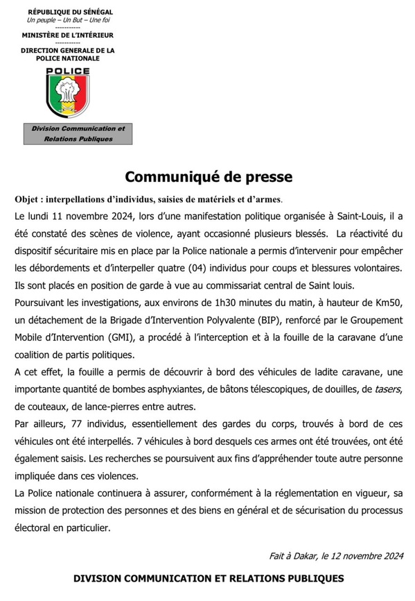 Violences politiques - La Police dévoile sa moisson auprès de la coalition Samm Sa Kaddu : interpellations, armes, tasers, véhicules... Violences politiques - La Police dévoile sa moisson auprès de la coalition Samm Sa Kaddu : interpellations, armes, tasers, véhicules...