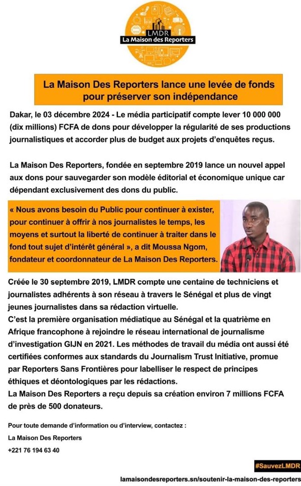 La Maison Des Reporters lance un appel aux dons La Maison Des Reporters lance un appel aux dons