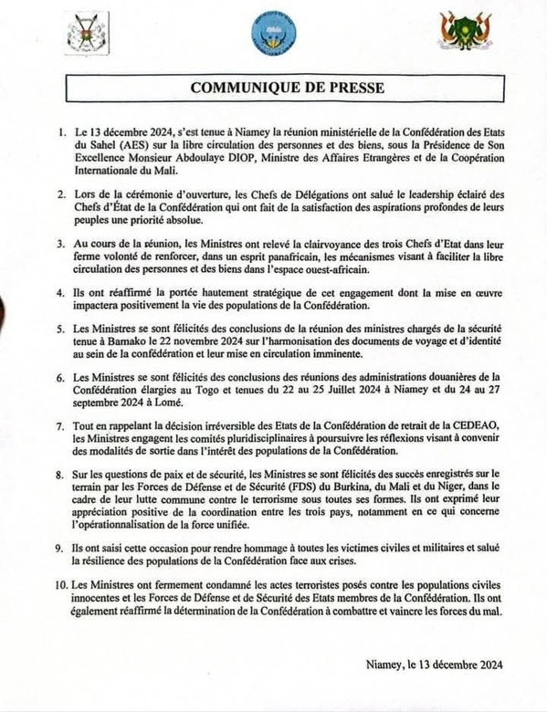 La rupture avec la Cedeao est "irréversible", rappellent les ministres de l'AES La rupture avec la Cedeao est "irréversible", rappellent les ministres de l'AES