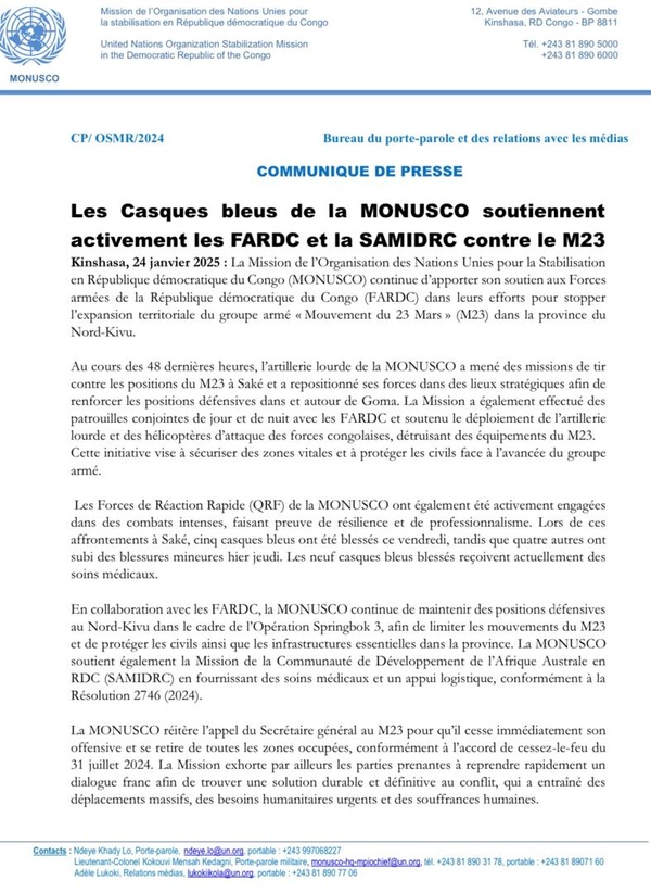 RDC - Les casques bleus de la MONUSCO aux cotés des armées régulières congolaises contre le M-23 RDC - Les casques bleus de la MONUSCO aux cotés des armées régulières congolaises contre le M-23