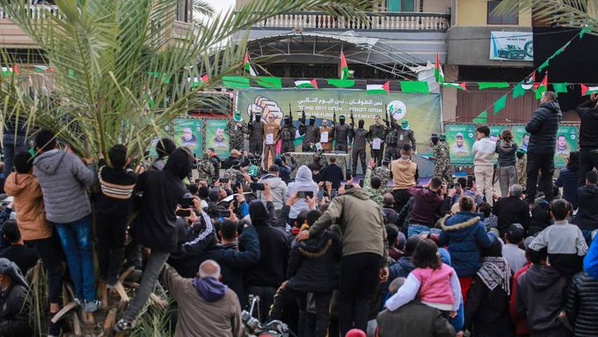 Une cérémonie de libération de prisonniers israéliens à Gaza (photo d'archives)