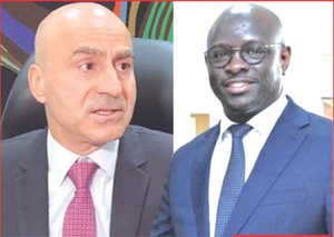 Pierre Gemayel (FMI, à g.) et Cheikh Diba, ministre sénégalais des Finances et du Budget Pierre Gemayel (FMI, à g.) et Cheikh Diba, ministre sénégalais des Finances et du Budget