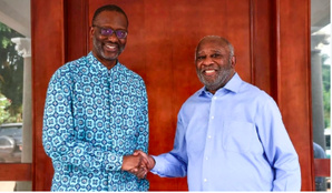 Tidjane Thiam (PDCI, g.) et Laurent Gbagbo (PPA-CI) Tidjane Thiam (PDCI, g.) et Laurent Gbagbo (PPA-CI)