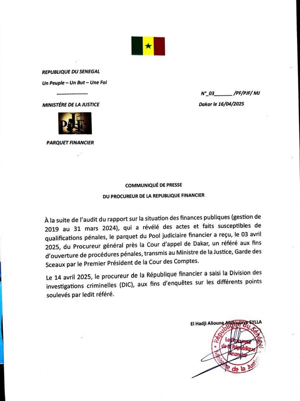 Falsification présumée des comptes publics : le Parquet financier lance les procédures pénales, la DIC entre en jeu Falsification présumée des comptes publics : le Parquet financier lance les procédures pénales, la DIC entre en jeu