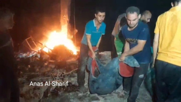 Des victimes du raid israélien de lundi 12 mai 2025 contre des déplacés palestiniens à Gaza Des victimes du raid israélien de lundi 12 mai 2025 contre des déplacés palestiniens à Gaza