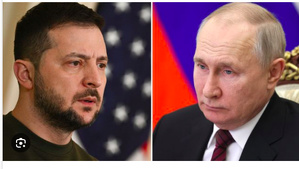 Volodymyr Zelensky (g.) et Vladimir Poutine Volodymyr Zelensky (g.) et Vladimir Poutine