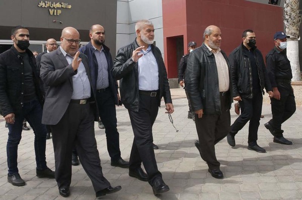 Des leaders du Hamas dont Khalil al-Hayya (3e à partir de la gauche) Des leaders du Hamas dont Khalil al-Hayya (3e à partir de la gauche)